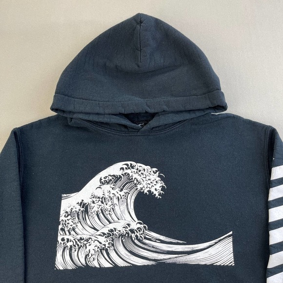 Great Wave Art Hoodie Sweatshirt Adult Small Black Artist Union Japan Kanagawa - Picture 2 of 12